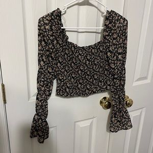 NWT ruffle sleeve smocked long sleeve top